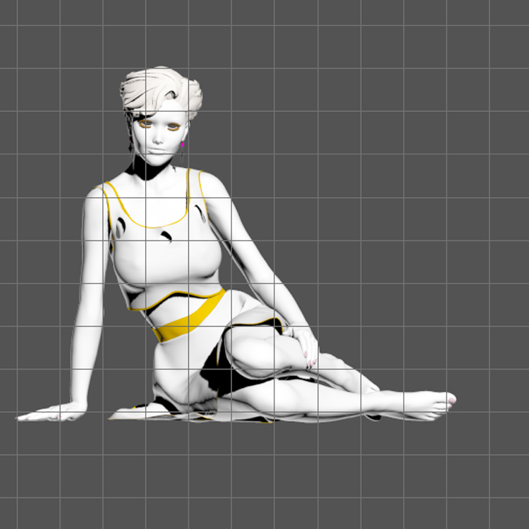 坐下性感女孩3D模型人物
